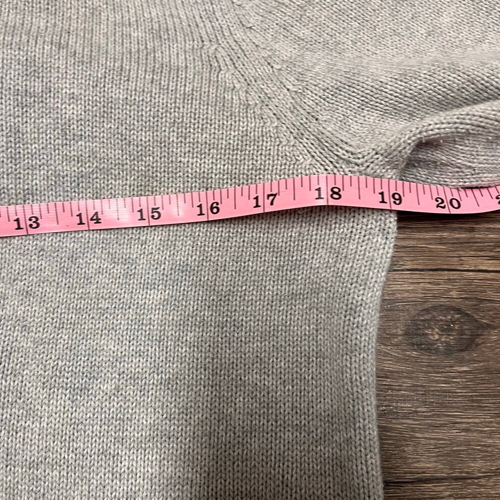 Gray Knit Hoodie 100% Cotton Sweater Medium Beige Henley Cozy Minimal Heavy - Picture 9 of 9